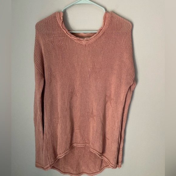 Vintage Havana Sweaters - Vintage Havana Pink Knit Oversized Star Sweater Size Small